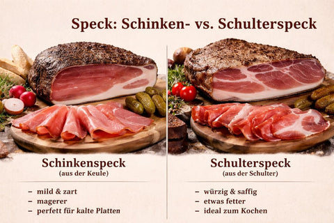 Karreespeck, Bauchspeck, Schinkenspeck: Der Vergleich